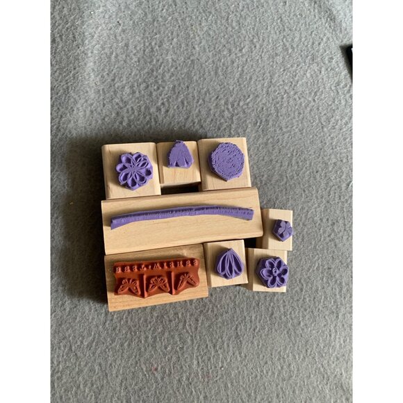 Stampin Up 2006 Wood Rubber Stamps Set Springtime Stems 8pc - Picture 4 of 4